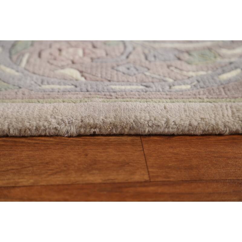 Bordered Nepalese Oriental Wool Area Rug Hand-knotted Office Carpet - 5'6" x 8'7"