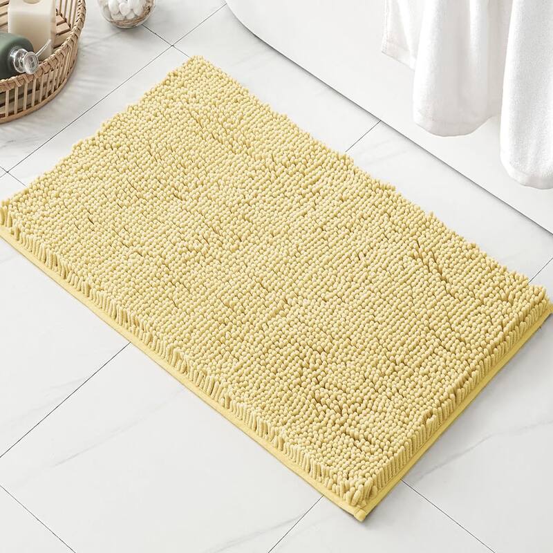 30"x20" - Yellow Soft Cozy Plush Chenille Bath Mat Bathroom Rug - Yellow - 30"x20"R