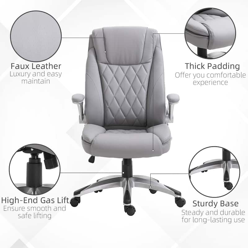 High Back Executive Office Chair, Faux Leather Computer Desk Chair with Lumbar Support, Ergonomic Home Office Chair - N/A