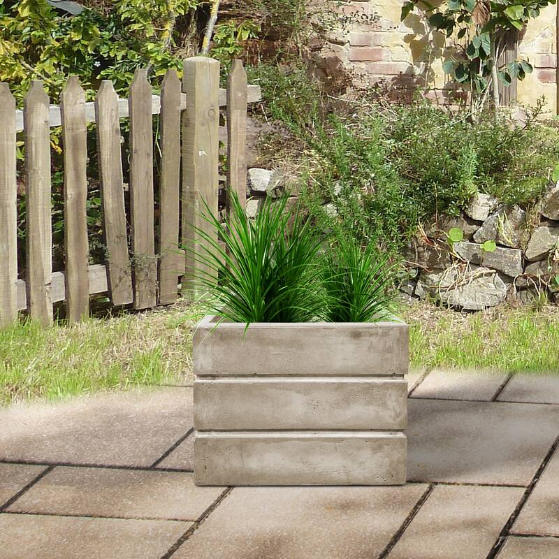 Durx-litecrete Lightweight Concrete Crate Light Gray Planter-Large - 17.7'x17.7'x15.2'