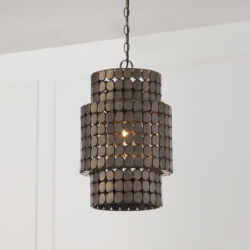 13" W x 21" H 1-Light Medallion Cylindrical Pendant - 13"W x 21.25"H