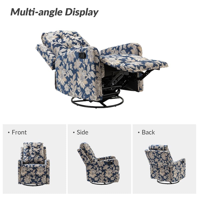 Arlette Floral Manual Swivel Recliner with Tufted Back Set of 2