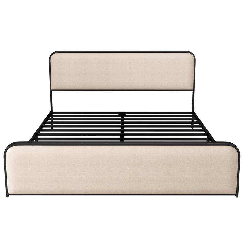 Curved Upholstered Headboard and Footboard Bed