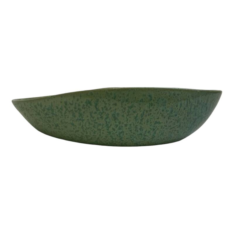 Decorative Oval Ceramic Bowl - Abstract Pattern - 18", Green - 18.0"