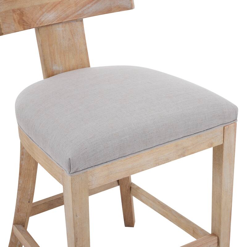 Set of 2 Fabric High Barstool with Back Upholstered Dining Chair, Wooden Frame Bar Chair for Home Bar, Kitchen Counter