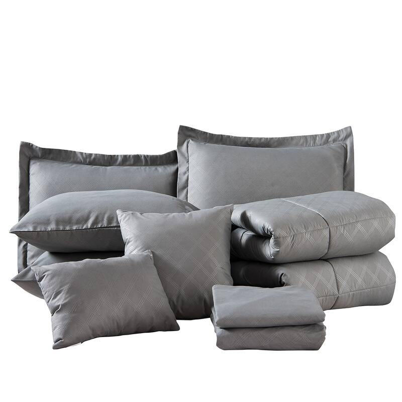 10-piece Solid Color Microfiber Comforter and Sheets Set