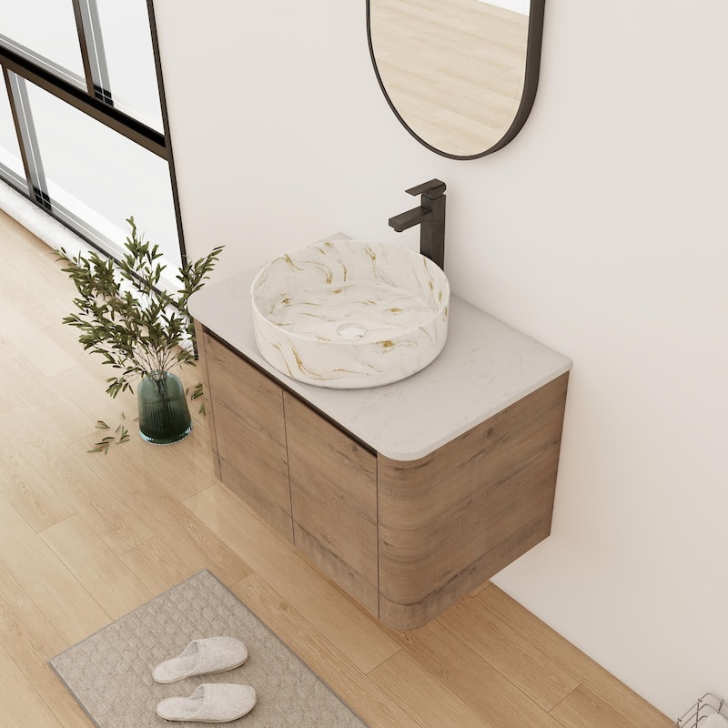 Bathroom Vanity With Sink In 24/30 Inch, Floating Bathroom Vanity With Soft Close Door