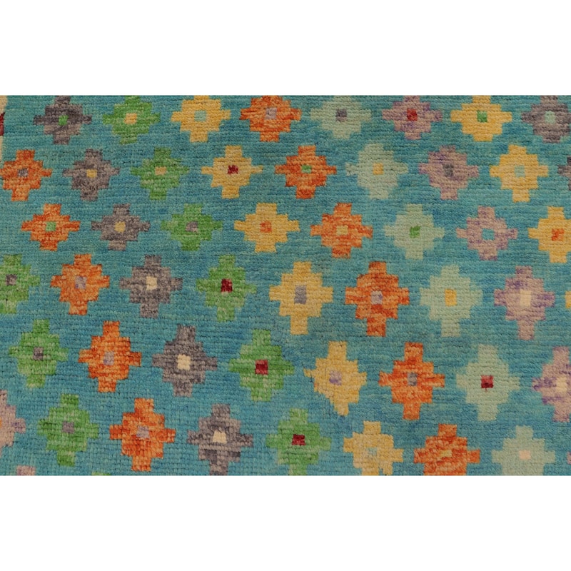 Contemporary Balochi Clarke Blue/Beige Hand Knotted Wool Rug - 4'0'' x 5'10''