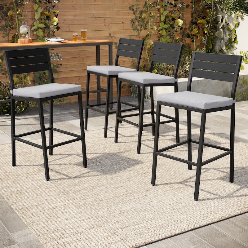 Pellebant Outdoor 2 or 4PCS Barstools with Cushion - 15.9 in D x 17.3 in W x 40.2 in H