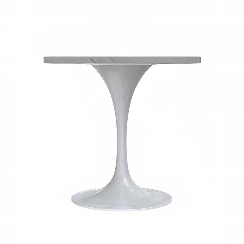 LeisureMod Verve Square Dining Table with Resin Tabletop and White Steel Base for Kitchen and Dining Room