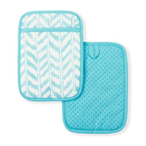 Tommy Bahama Maui Herringbone Oven Pot Mitt Set , 2-Pack - 7"x10"
