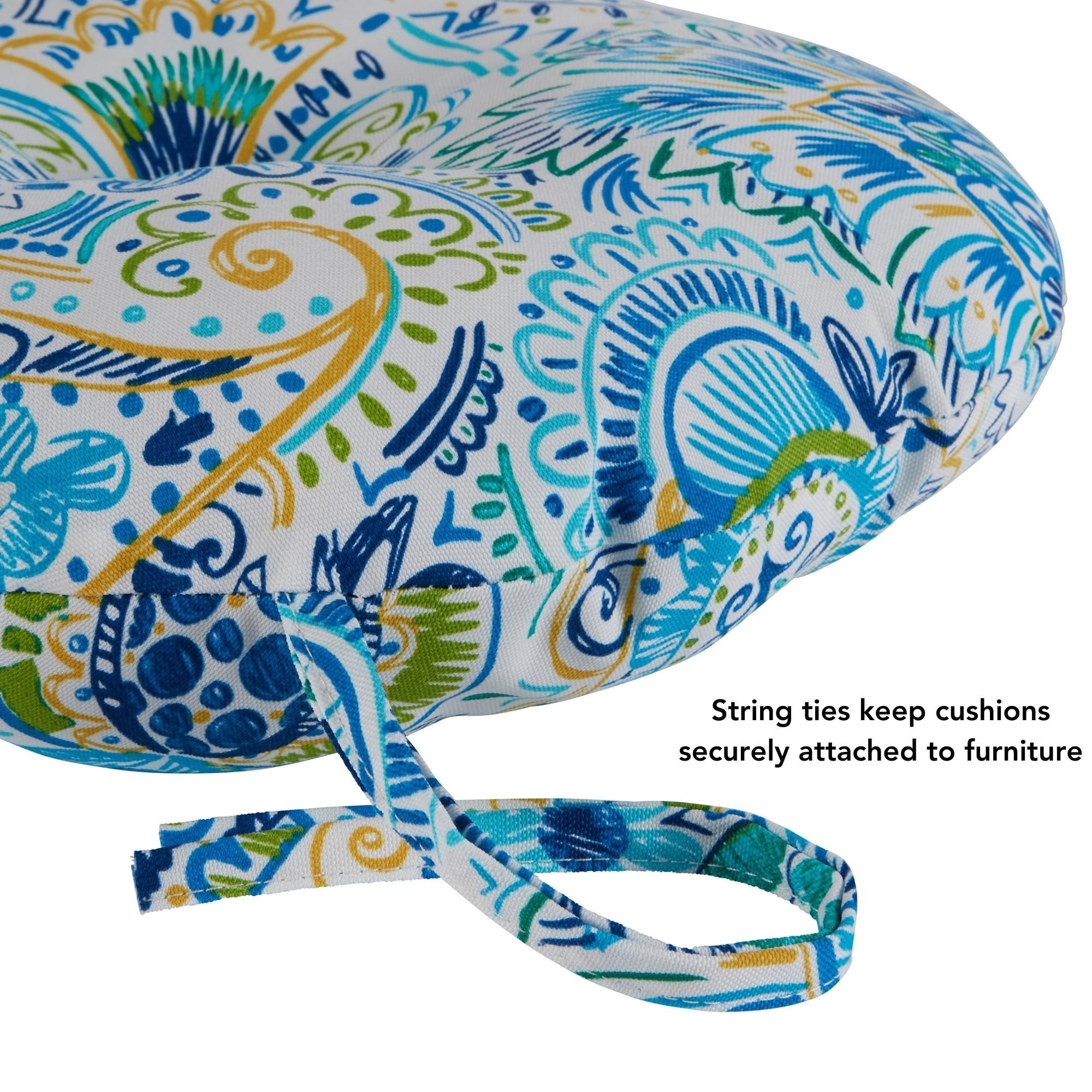 15-inch Round Outdoor Painted Paisley Bistro Chair Cushions - Picture 7 of 15