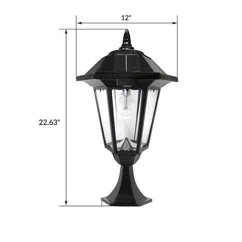 Windsor Bulb Black Solar 3' Fitter Post Light with Pier or Wall Sconce