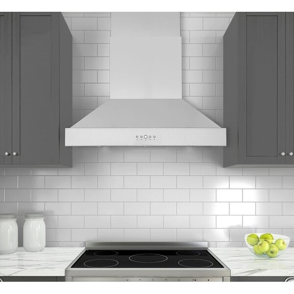 Ancona 36 in. Wall Mounted Range Hood in Stainless Steel Bed Bath Beyond 34215066