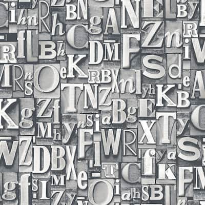 Galerie Wallcoverings Nostalgie Collection Block Letters Effect Non-woven Metallic Wallpaper Roll