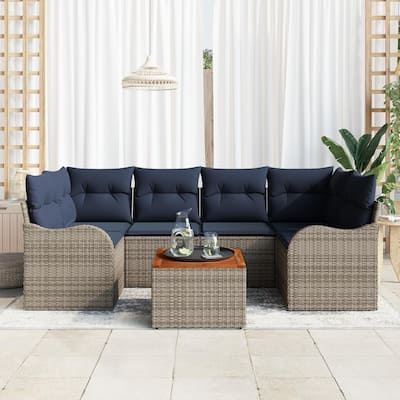 vidaXL 7 Piece Garden Sofa Set with Cushions - 92.1×48.2×27.2