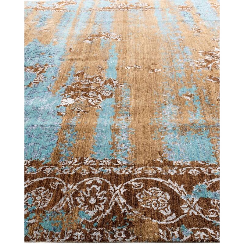 Ikat One-of-a-Kind Hand-Knotted Area Rug - Brown, 9' 0" x 12' 1" - 9' 0" x 12' 1"