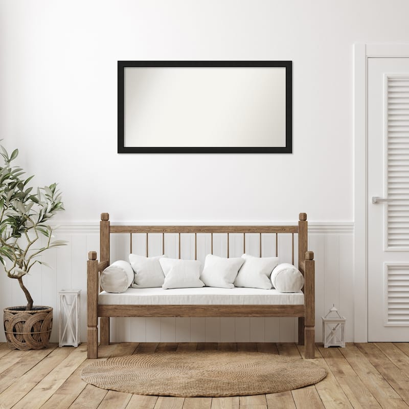 Midnight Black Narrow Framed Non-Beveled Custom Wall Mirror, Bathroom Vanity Mirror
