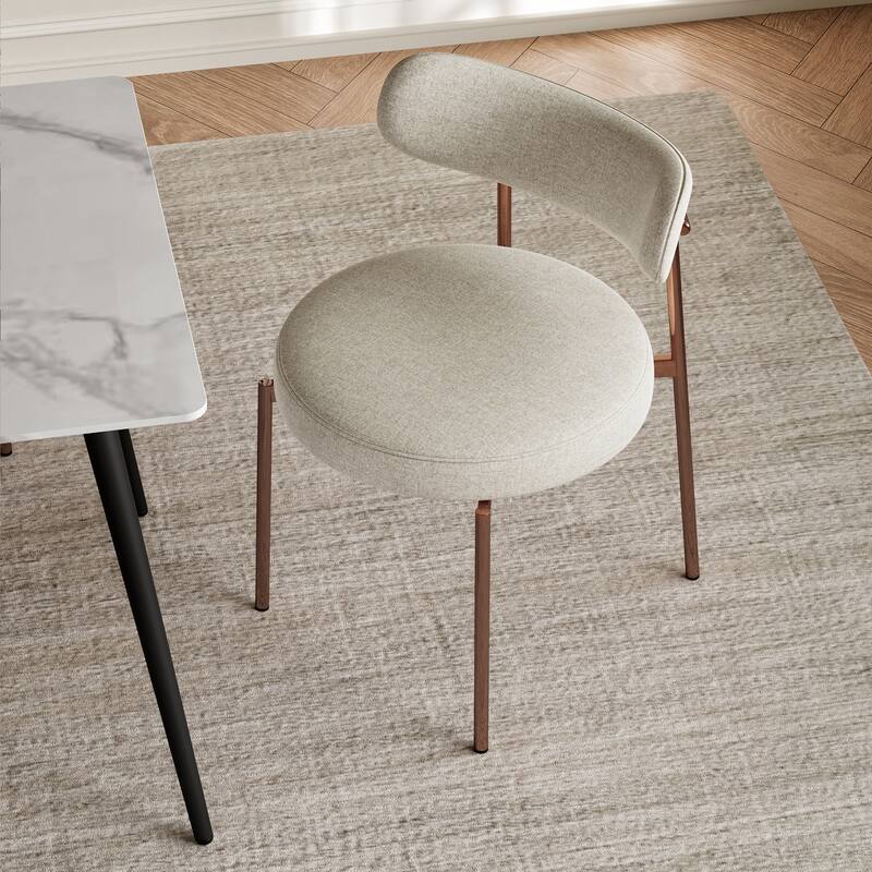 Ela Beige Upholstered Dining Chair with Metal Legs (Set of 4)