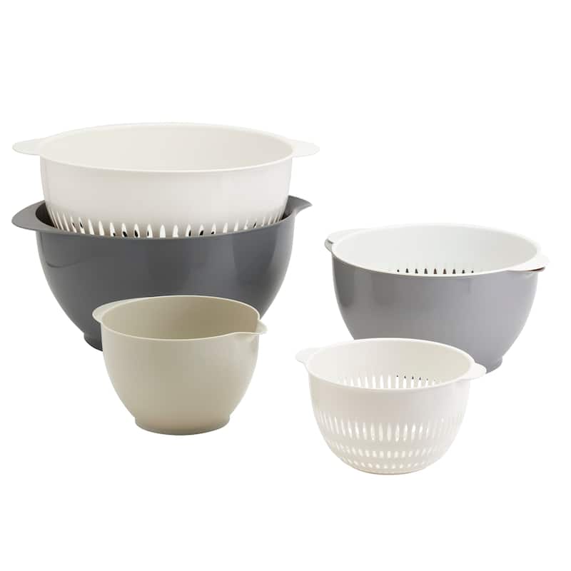 6 Piece Mixing Bowls with Colanders Set, Gray On Sale Bed Bath