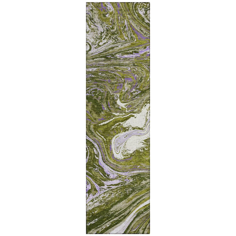 Machine Washable Indoor/ Outdoor Abstract Brushstroke Chantille Rug