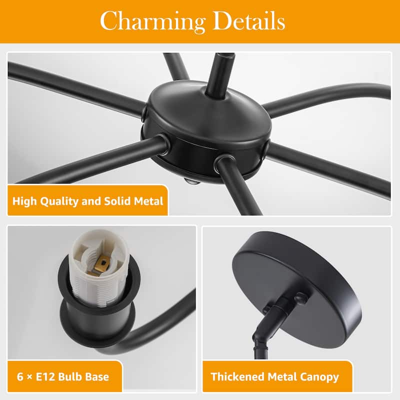 Starsky 6-Light Modern Classic Chandelier with White Linen Shades