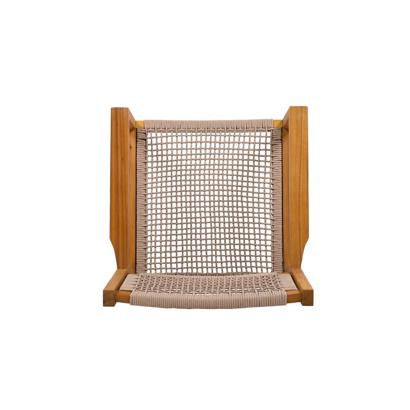 Modern Set of 2 Dining Chairs with Rope-Woven Seat Backrest, Solid Wood Frame for Dining Room Living Room Café and Pub