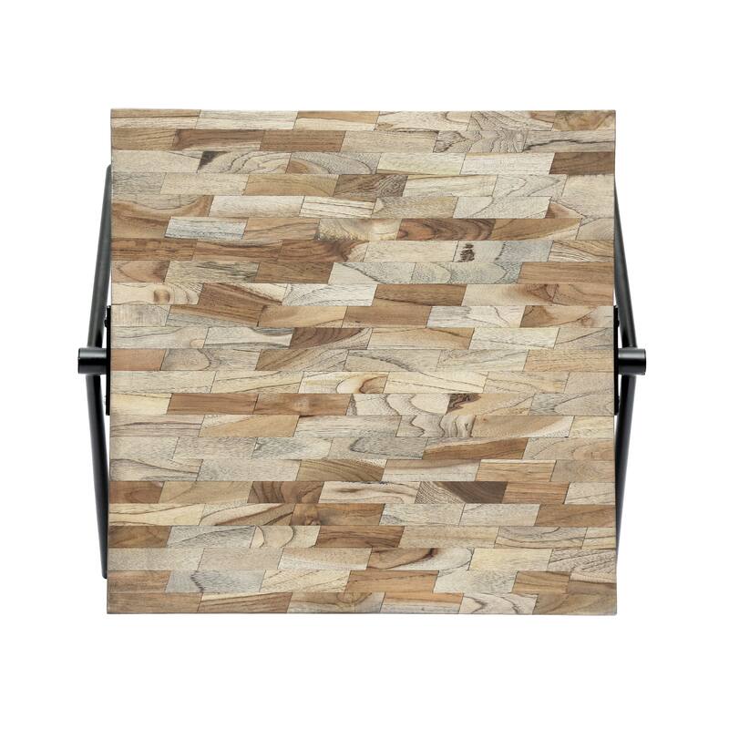 Modern Industrial Design Handcrafted Mango Wood Top Coffee Table wih Unique V-shaped Legs