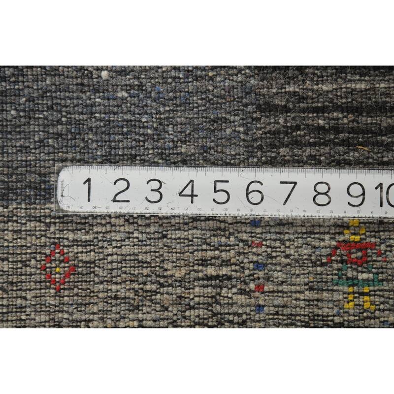 Hand Knotted Oriental 100% Wool Carpet Tribal Tribal Greys & Charcoal Gabbeh Area Rug - 6' 9'' X 4' 8''