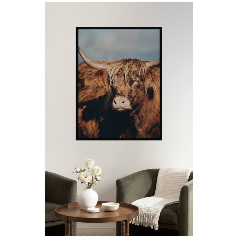 Kate and Laurel Highland Cow No. 5 by Laura Evans Framed Wall Art Print