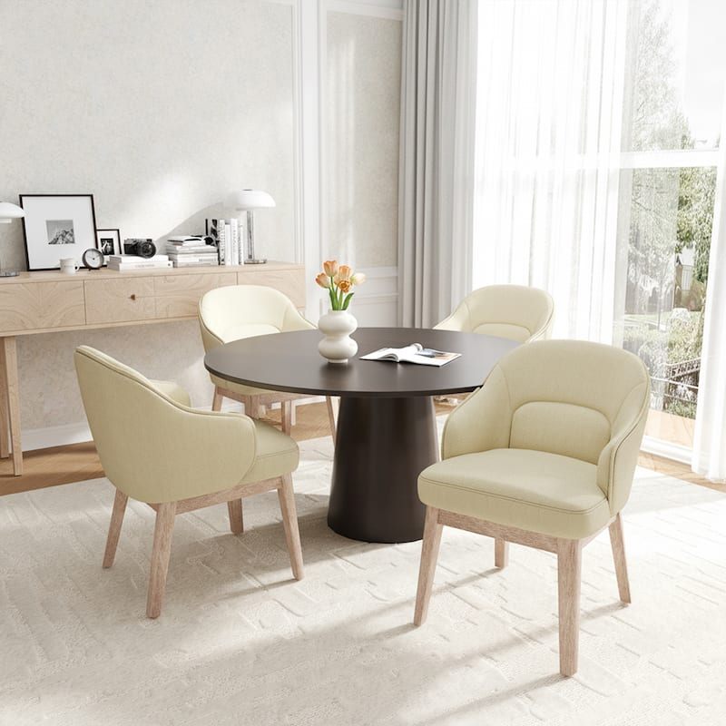 Vintage-Inspired Kitchen Chairs with Curved Backrest Tapered Metal Legs for Dining Room