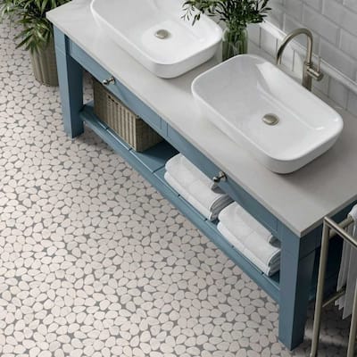 Recycled Cenote Pebble 13x13 Matte Glass Mosaic Tile - Floor, Wall & Backsplash