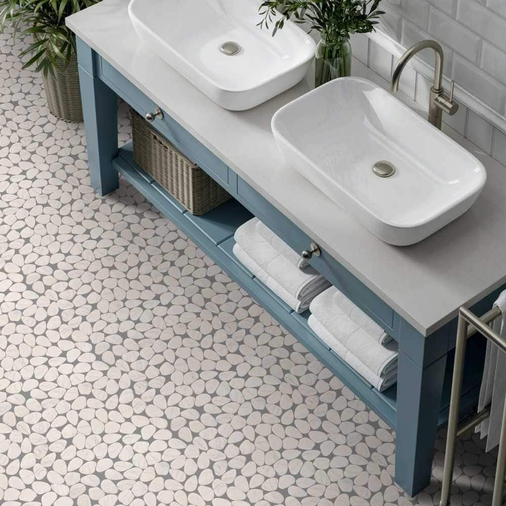 Recycled Cenote Pebble 13x13 Matte Glass Mosaic Tile - Floor, Wall & Backsplash