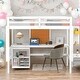 preview thumbnail 1 of 28, Full size Loft Bed with Desk, Writing Board and Drawers Cabinet, White White