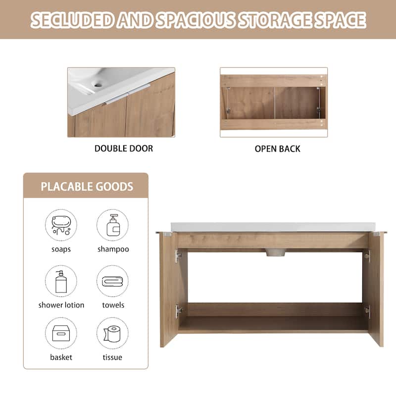 Bathroom Vanity With Sink In 24/30/36 Inch, Floating Bathroom Vanity With Soft Close Door