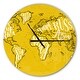 preview thumbnail 7 of 8, Designart 'Vintage Yellow Worldmap ' Oversized Global Wall CLock
