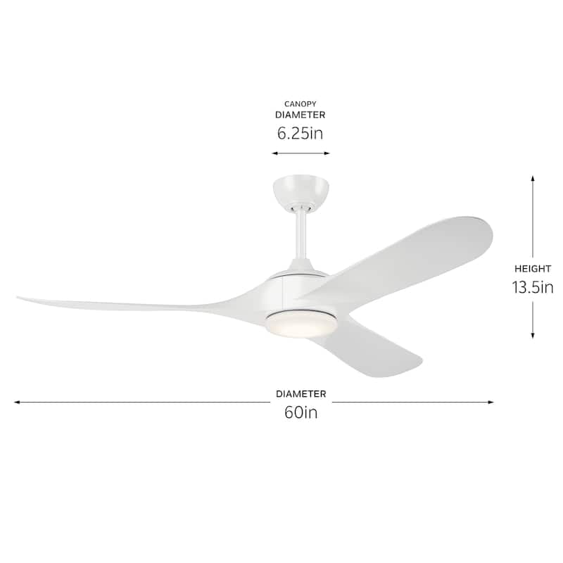 Kichler Lighting Mylo 60 Inch WeatherPlus Ceiling Fan with Satin Etch Cased Opal Glass