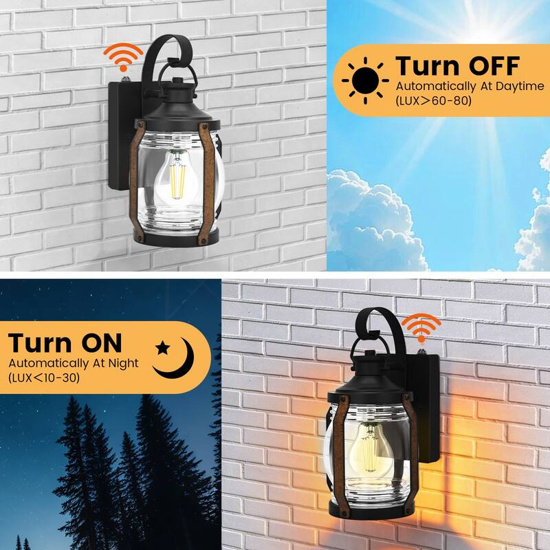 2-Pack 1-Light 11.84-in Outdoor Wall Light with Black and Barnwood