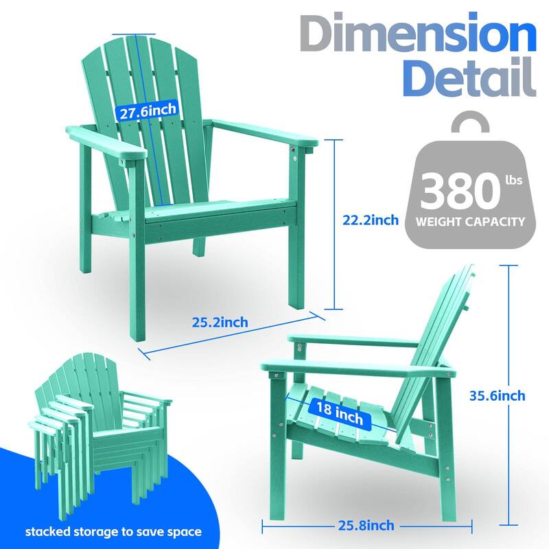 All Weather HDPE Stackable Adirondack Chair,Space-Saving Outdoor Patio Chair