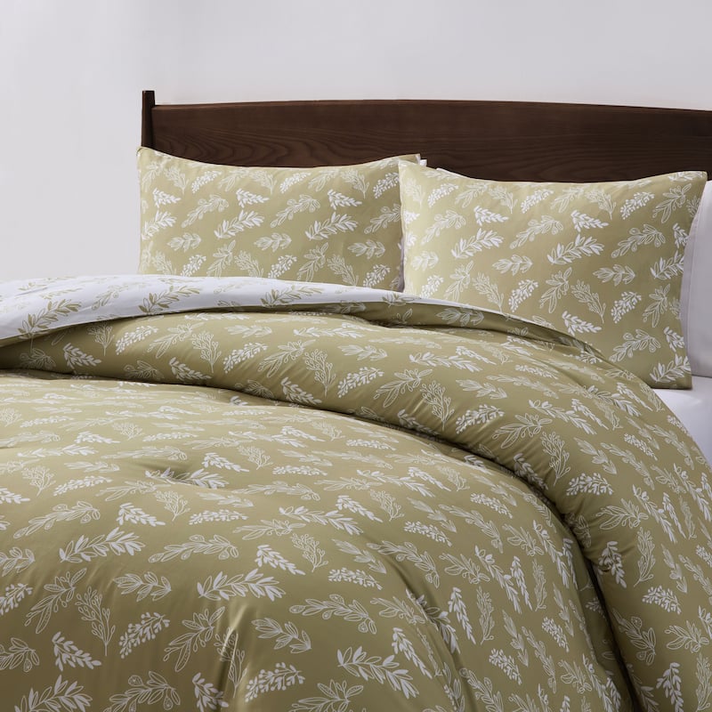 Empyrean 3PC Reversible Botanical Printed Comforter Bedding Set