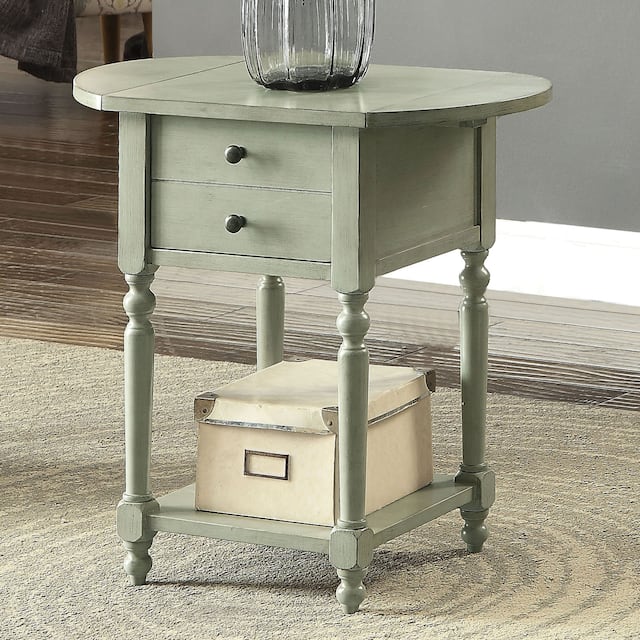 Furniture of America Kist Country 25-inch Solid Wood 1-shelf Side Table - Antique Grey