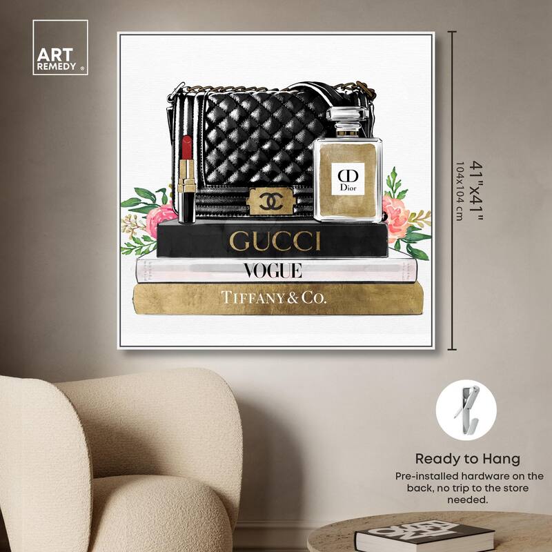 Luxury Paris Handbag and Books Canvas by Art Remedy