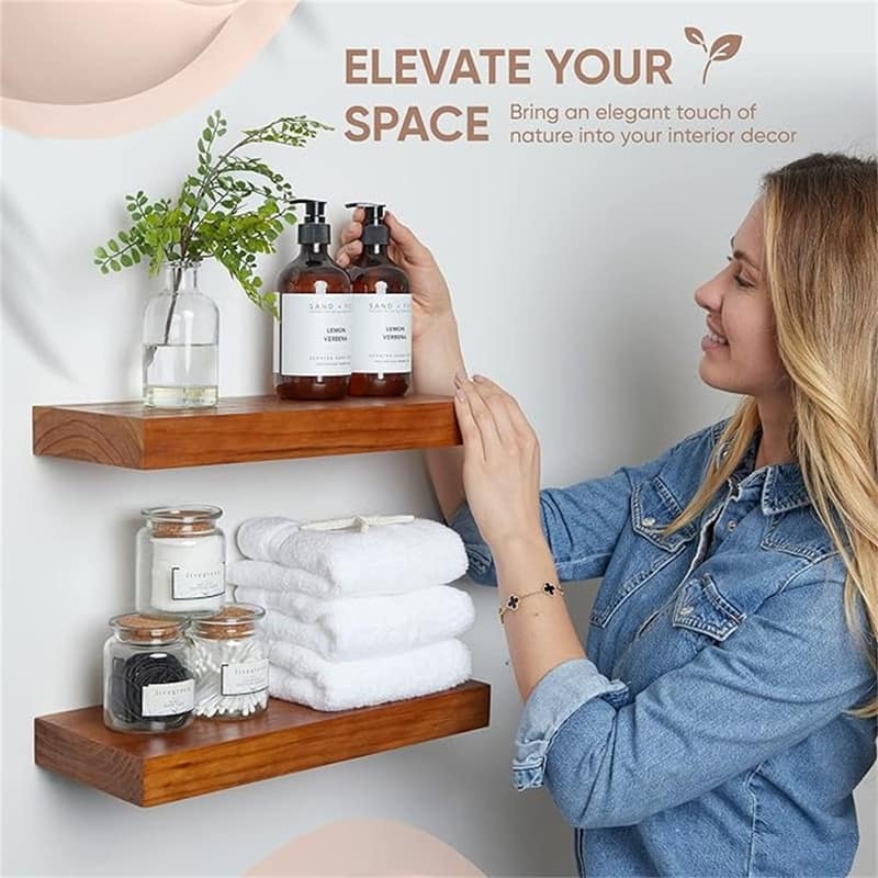 Rustic Farmhouse Floating Shelves - 6.5"D x 16"W x 1.75"H