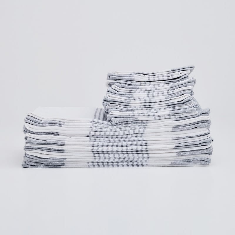 Savannah Cotton Rich 24pc Kitchen Towel Set - Light Grey