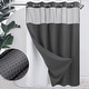 preview thumbnail 96 of 111, No Hook Waffle Weave Shower Curtain with Snap-in Liner 71"Wx74"L - Graphite Grey