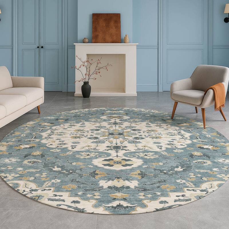 Machine Washable Indoor/ Outdoor Traditional Savannah Chantille Rug