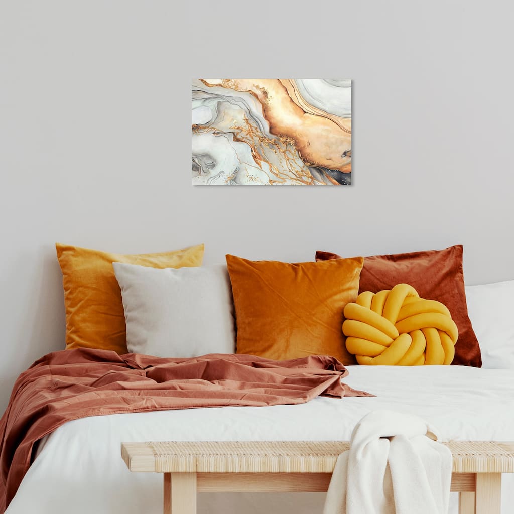 Wynwood Studio Canvas Abstract Grey Gold Gold and Metallic Gold Glam Wall Art Canvas Print