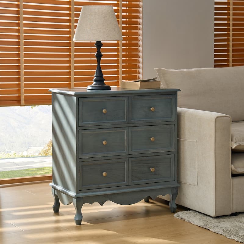 Pallantium Farmhouse 30"Tall Distressed 3-Drawer Nightstand With Solid Wood Legs and Adjustable Feet by HULALA HOME