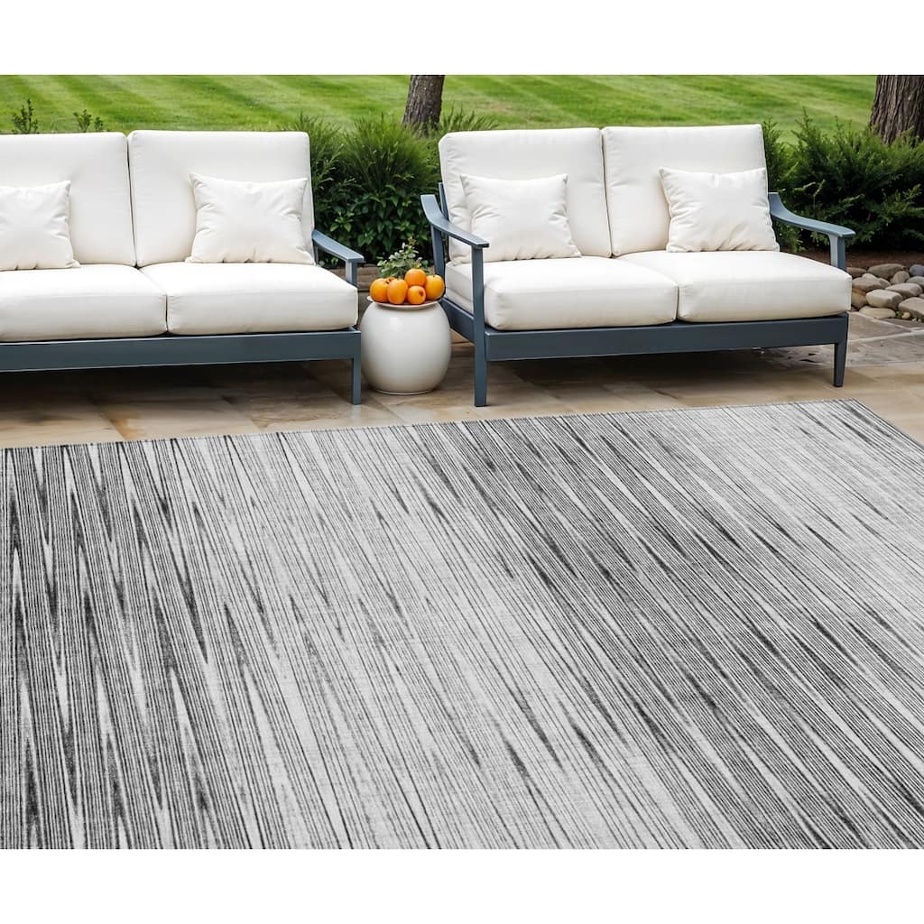 HomeRoots Abstract Transitional Rectangle Outdoor Rug