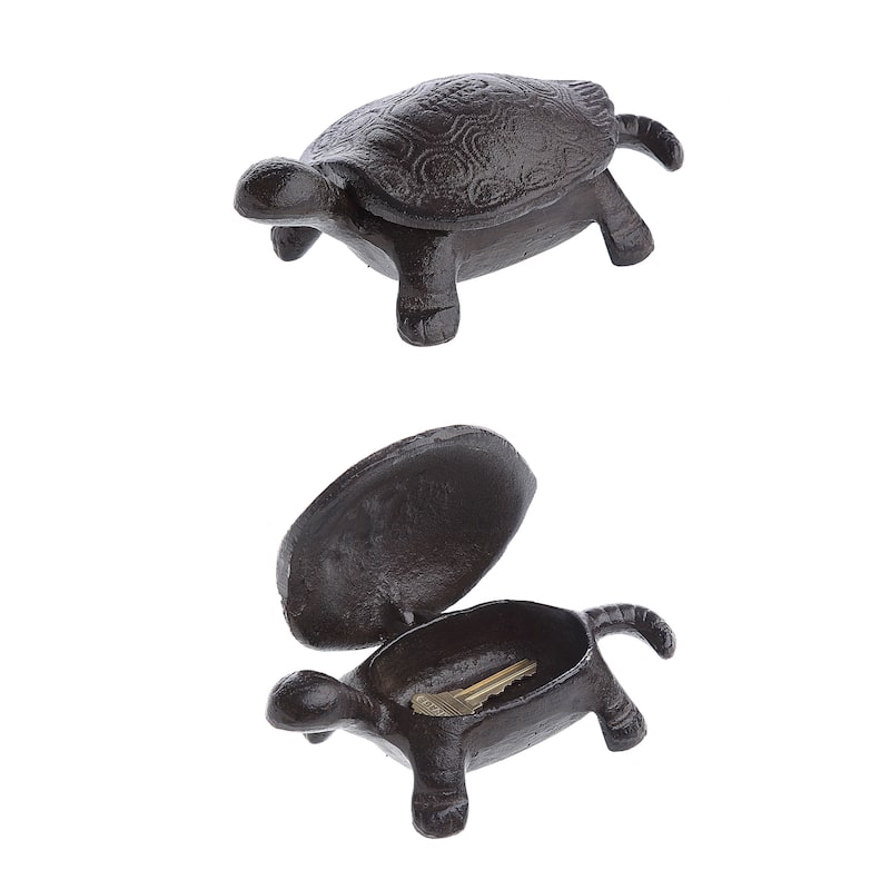 Secret Garden Decorative Cast Iron Tortoise Key Box - 6.3"L x 3.3"W x 2.0"H